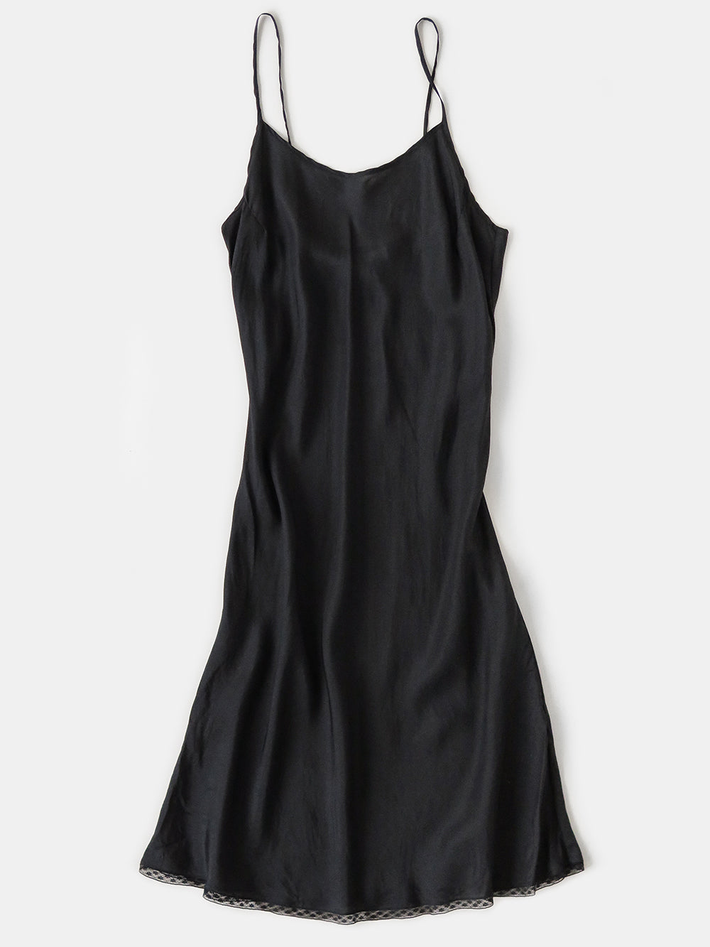 Greta Silk Slip Dress in Black