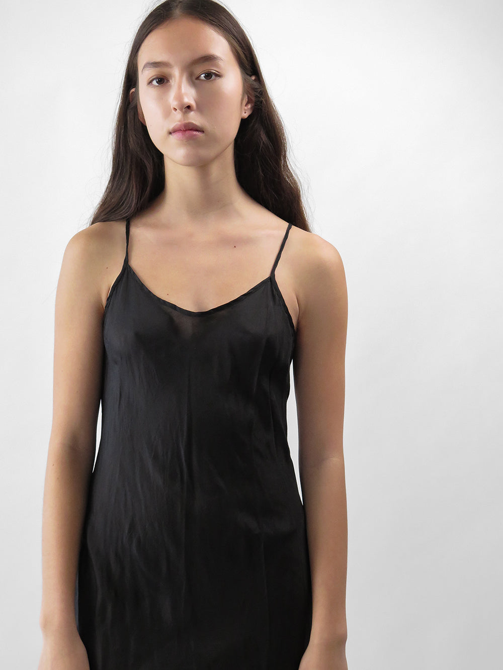 Greta Silk Slip Dress in Black