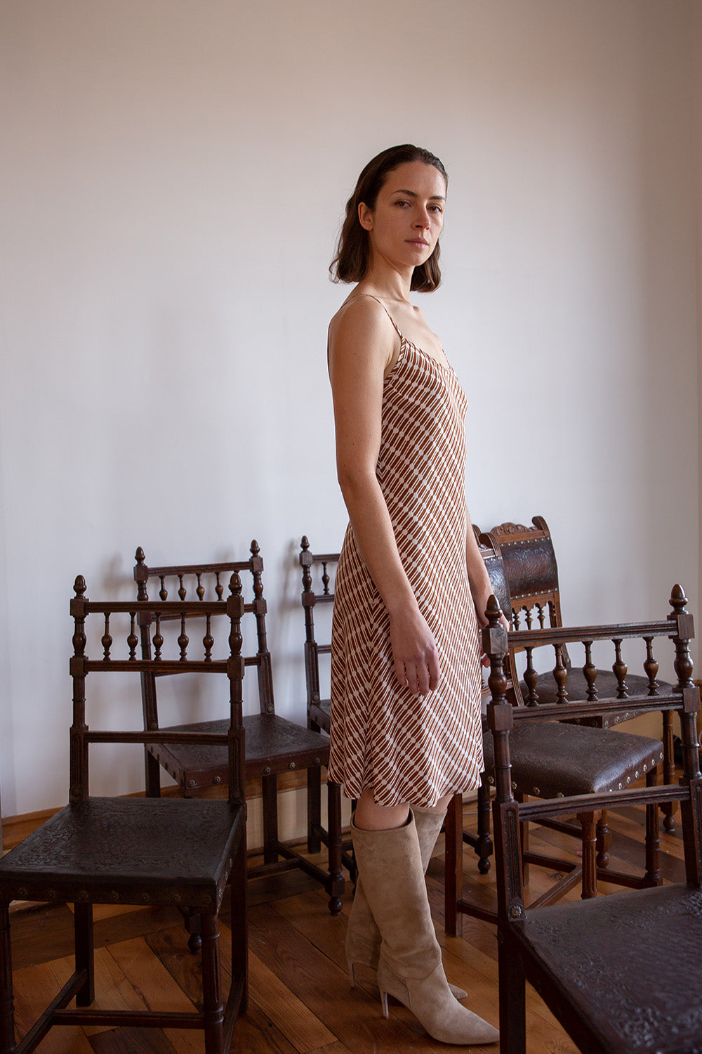 Greta Silk Crêpe De Chine Dress in Sienna Jacobsen