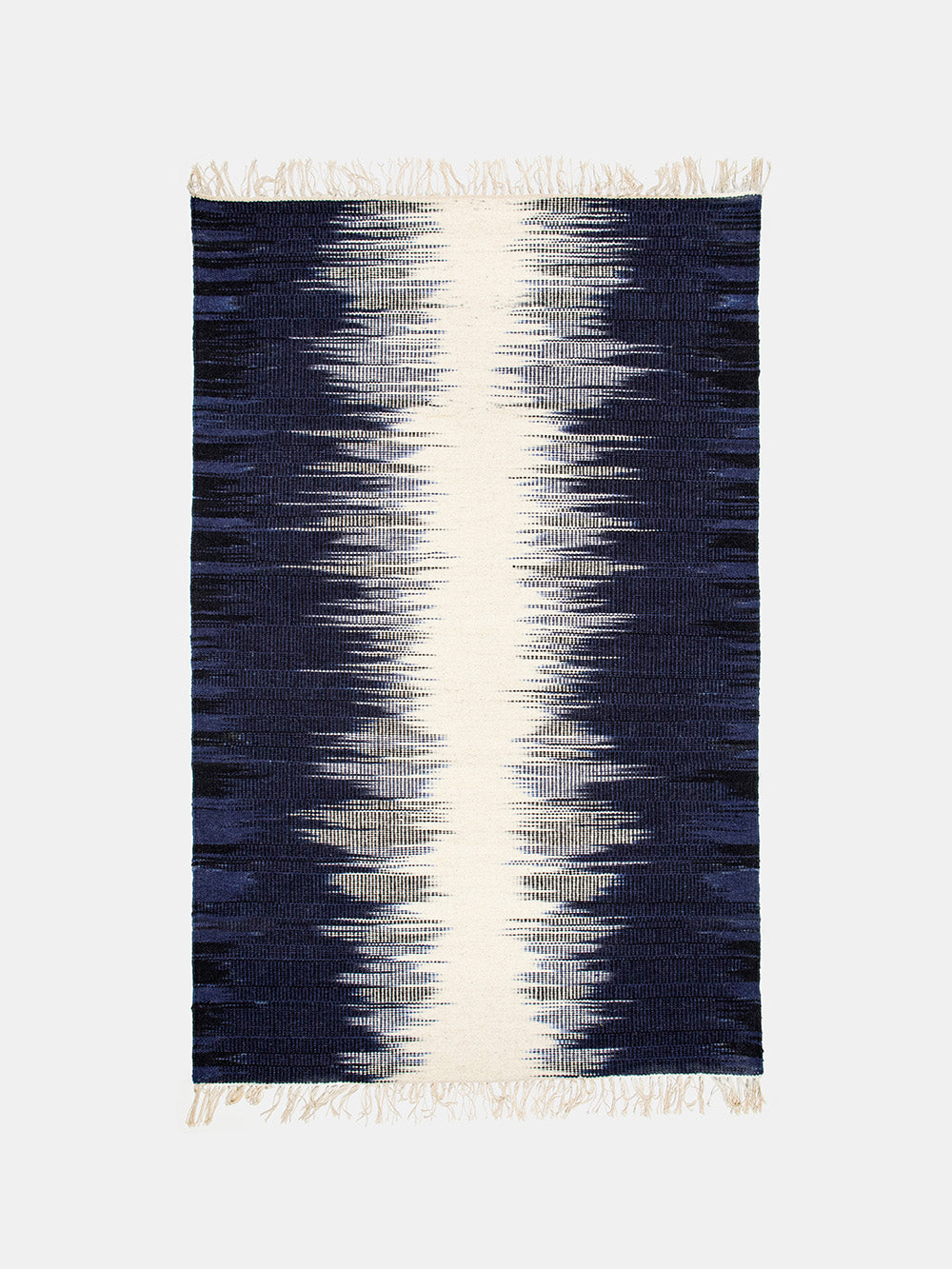 Wool Ikat Rug in Navy