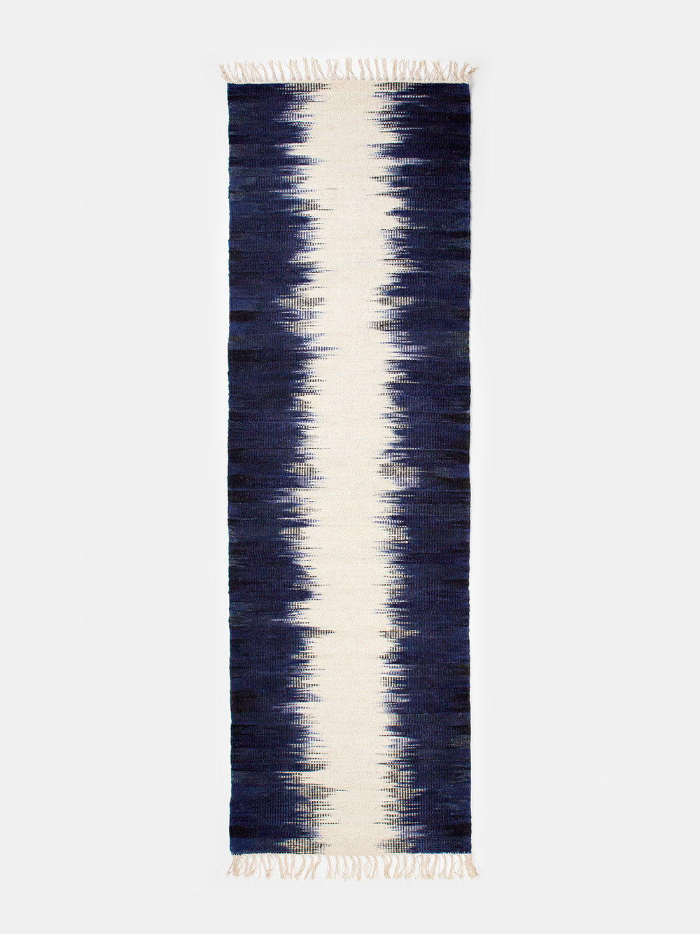 Wool Ikat Runner in Navy