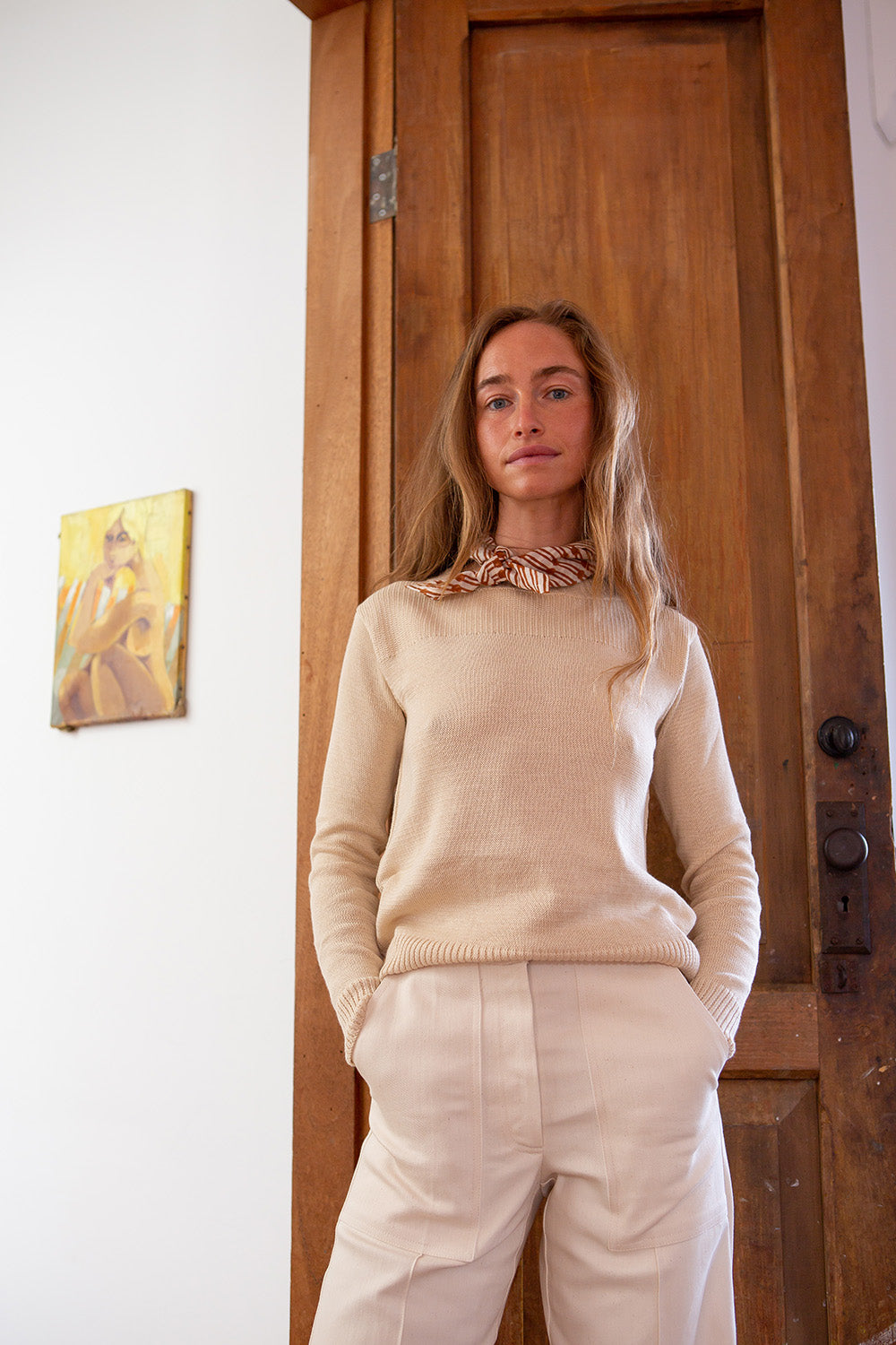 トップス L'Appartement GOLDEN  COTTON KNIT Isla Pima Cotton Sweater In Natural