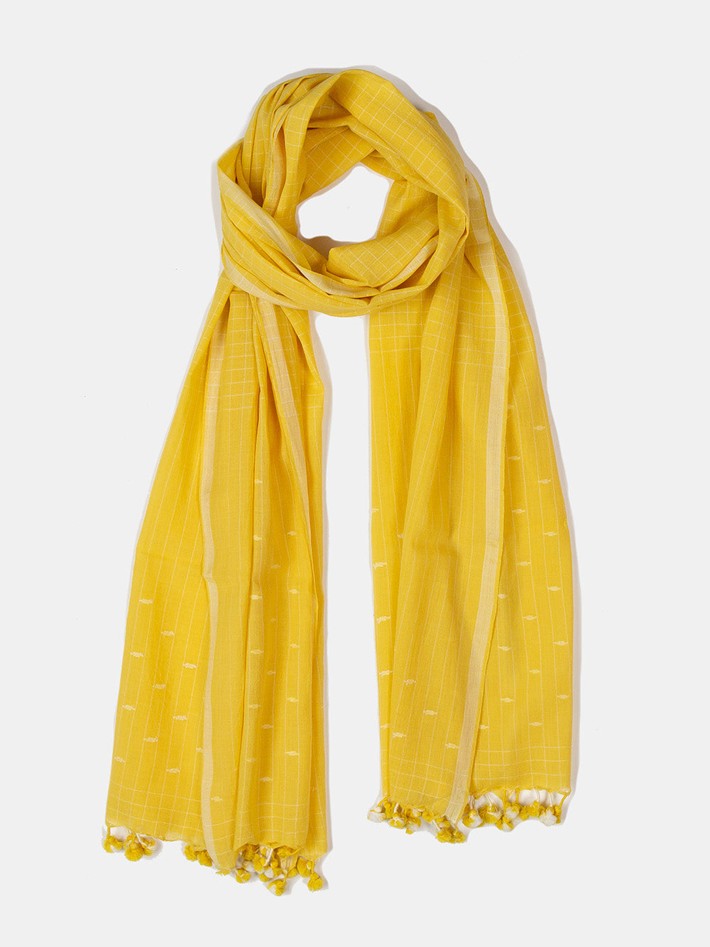 Jamdani Khadi Shawl In Lemon