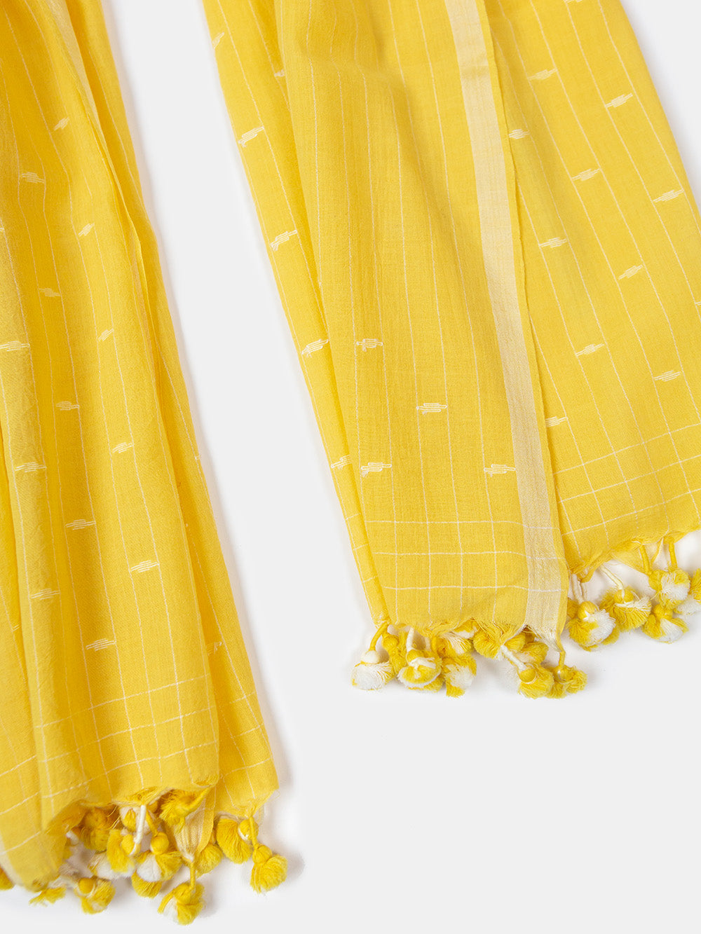 Jamdani Khadi Shawl In Lemon