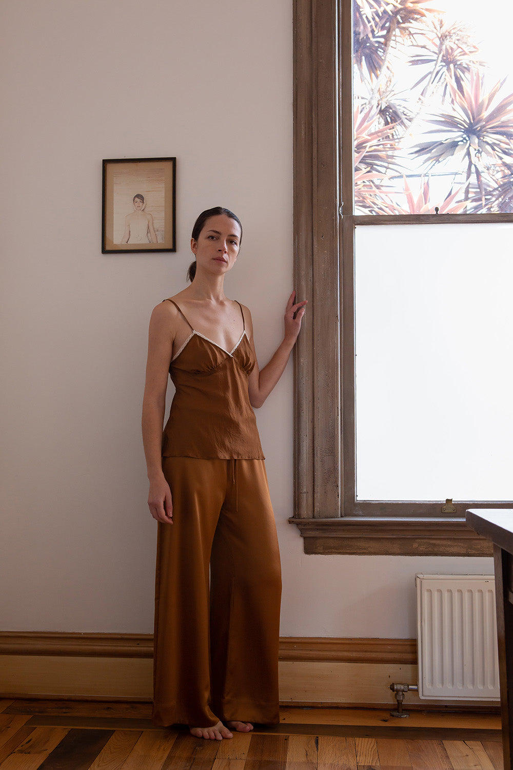 Jules Silk Charmeuse Pant in Sienna