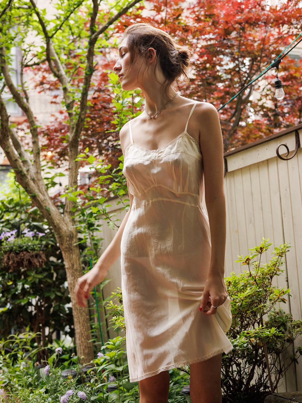 Lola Silk Slip Dress in Ivory