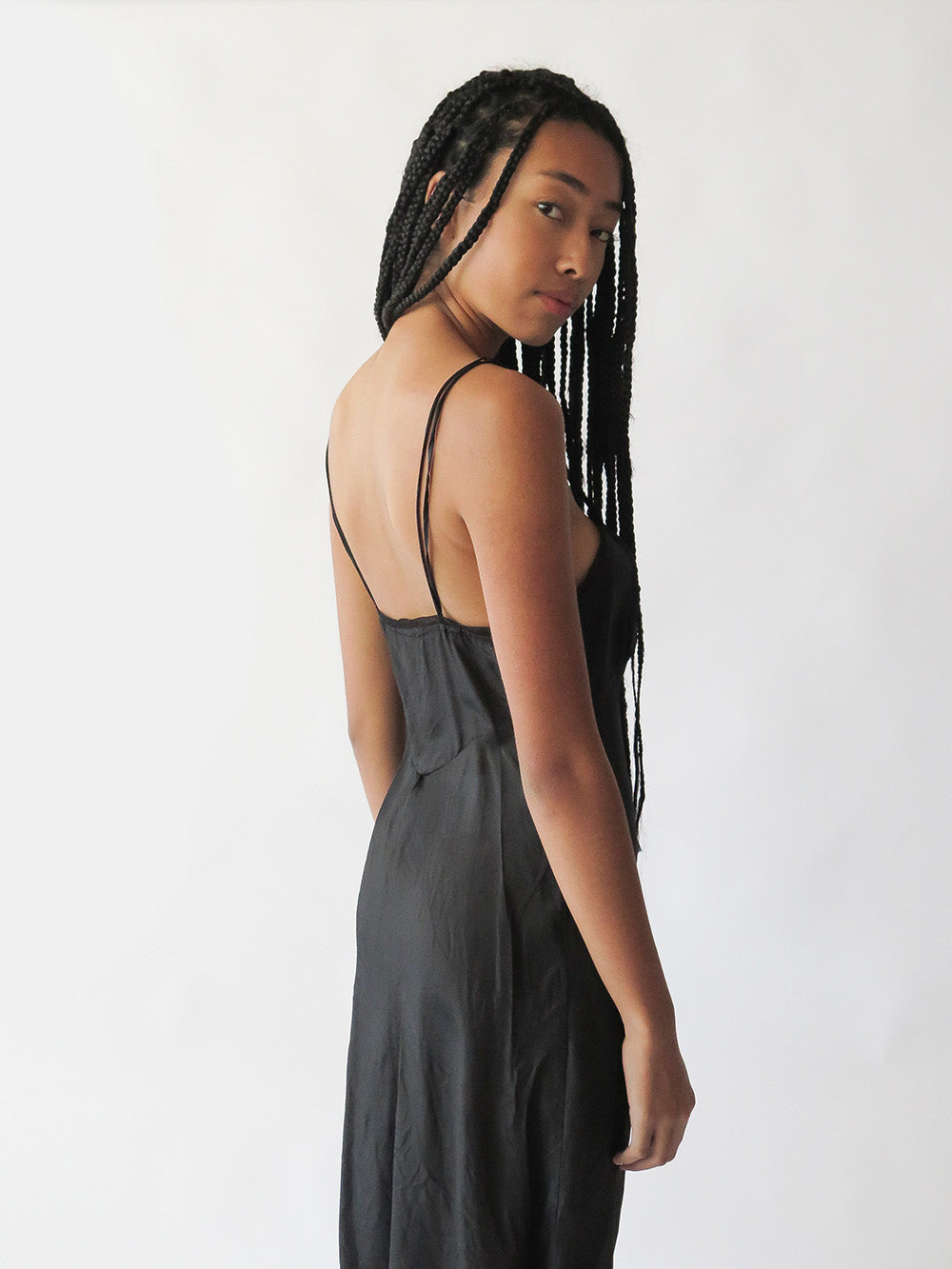 Maude Silk Slip Dress in Black