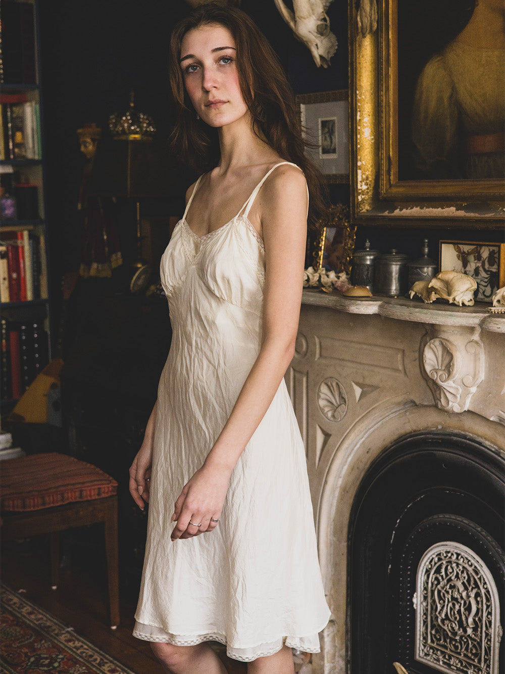 Maude Silk Slip Dress in Ivory