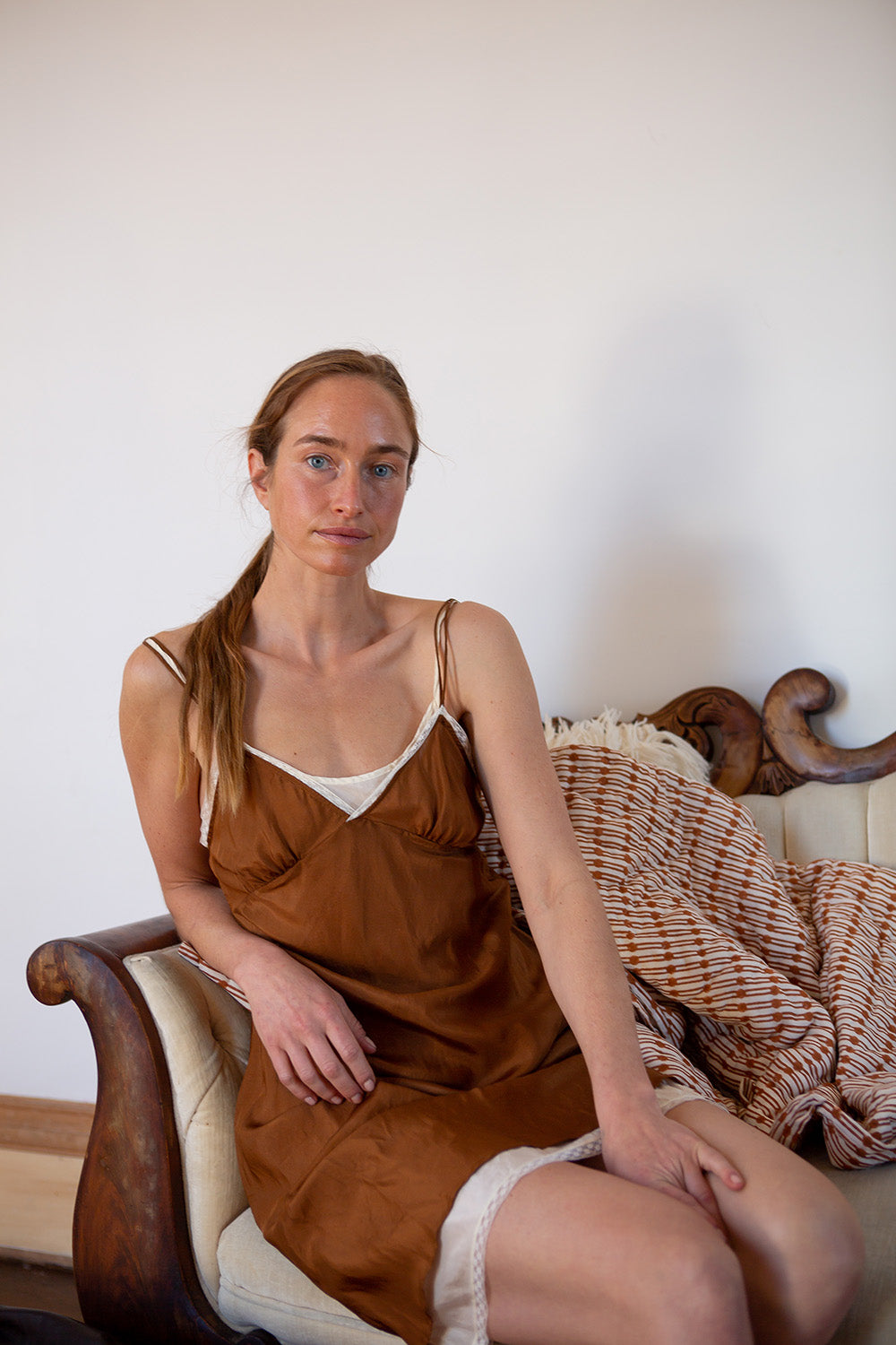 Maude Petal Silk Slip Dress in Sienna