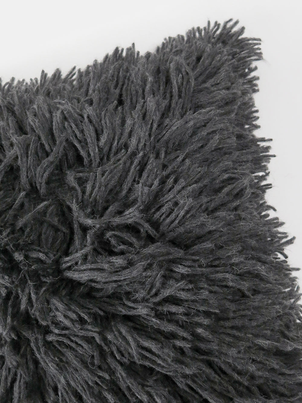 Wool and Alpaca Shag Pillow in Charcoal