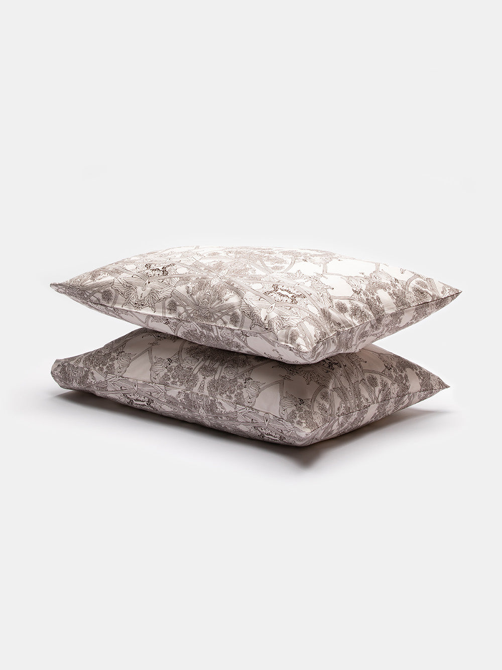 Cotton Pillowcase Pair in Dove and Dark Chocolate Botanicus