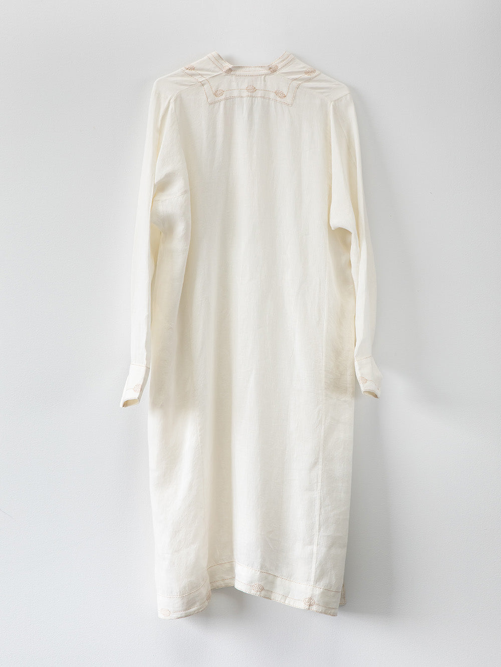 Rekha Linen Hand Embroidered Dress in Off White