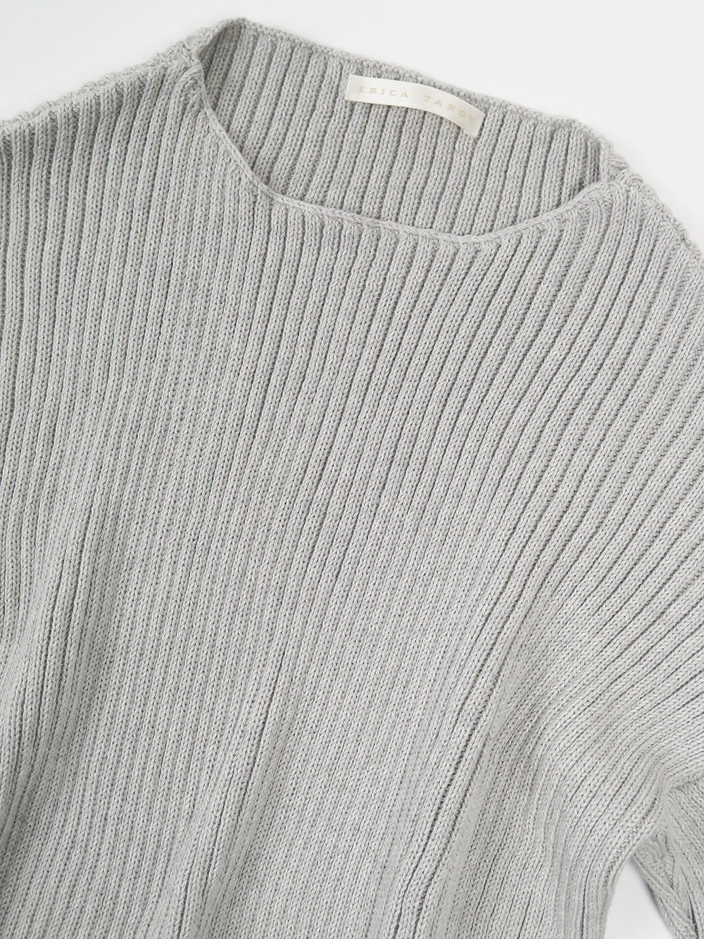 Ellie Pima Cotton Ribbed Pullover in Light Grey