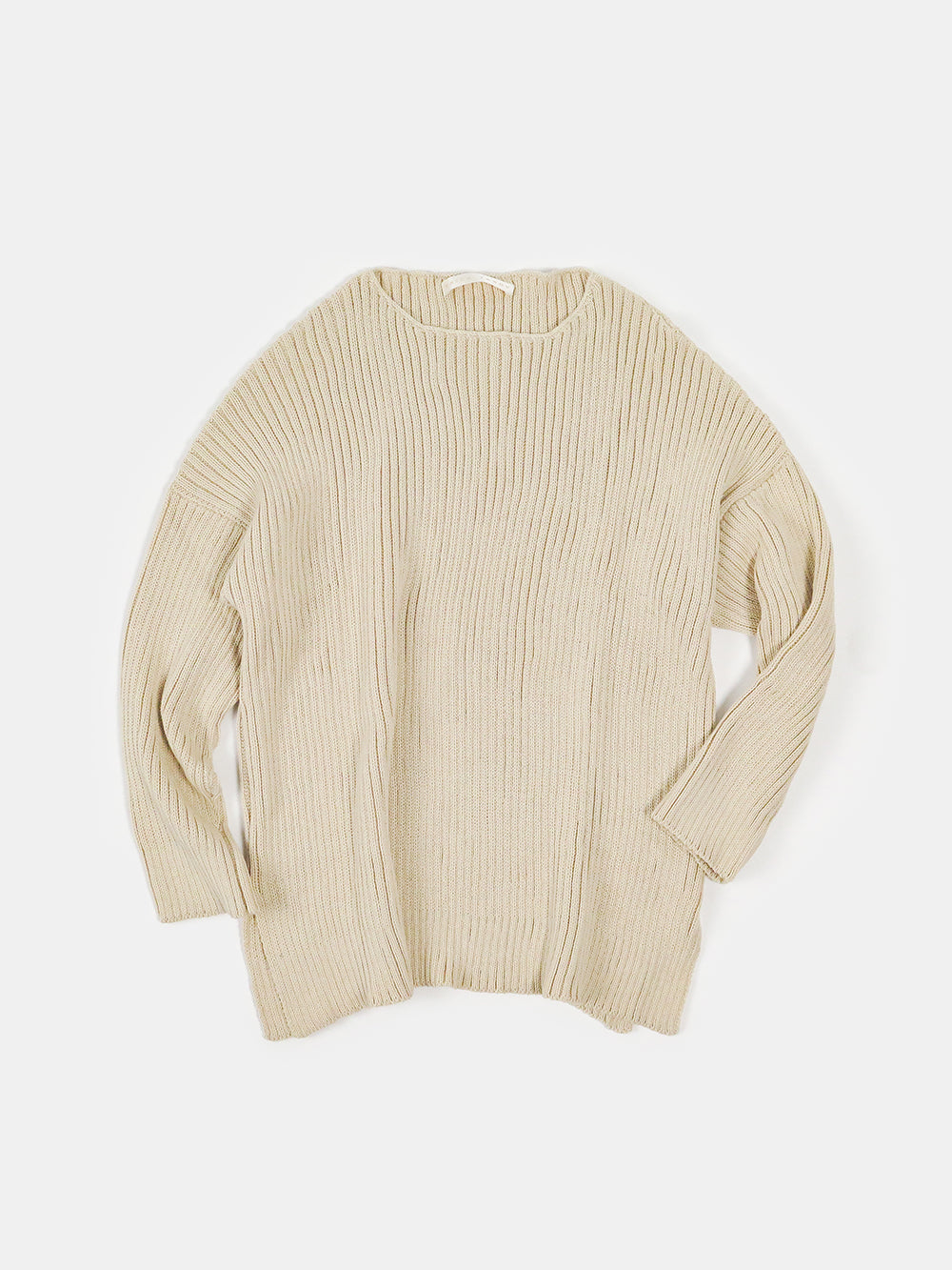 Ellie Pima Cotton Ribbed Pullover in Natural