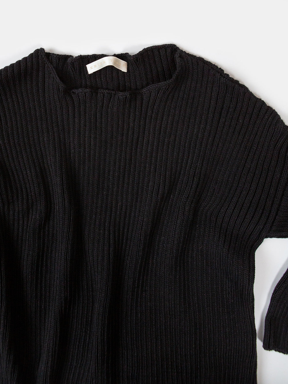Ellie Pima Cotton Ribbed Pullover in Black