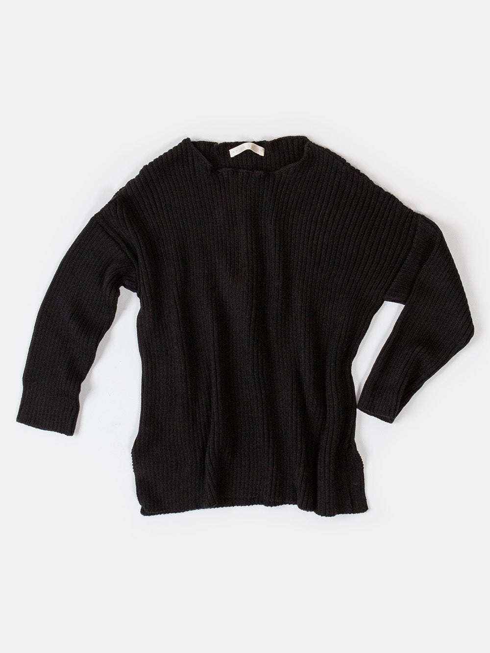 Ellie Pima Cotton Ribbed Pullover in Black