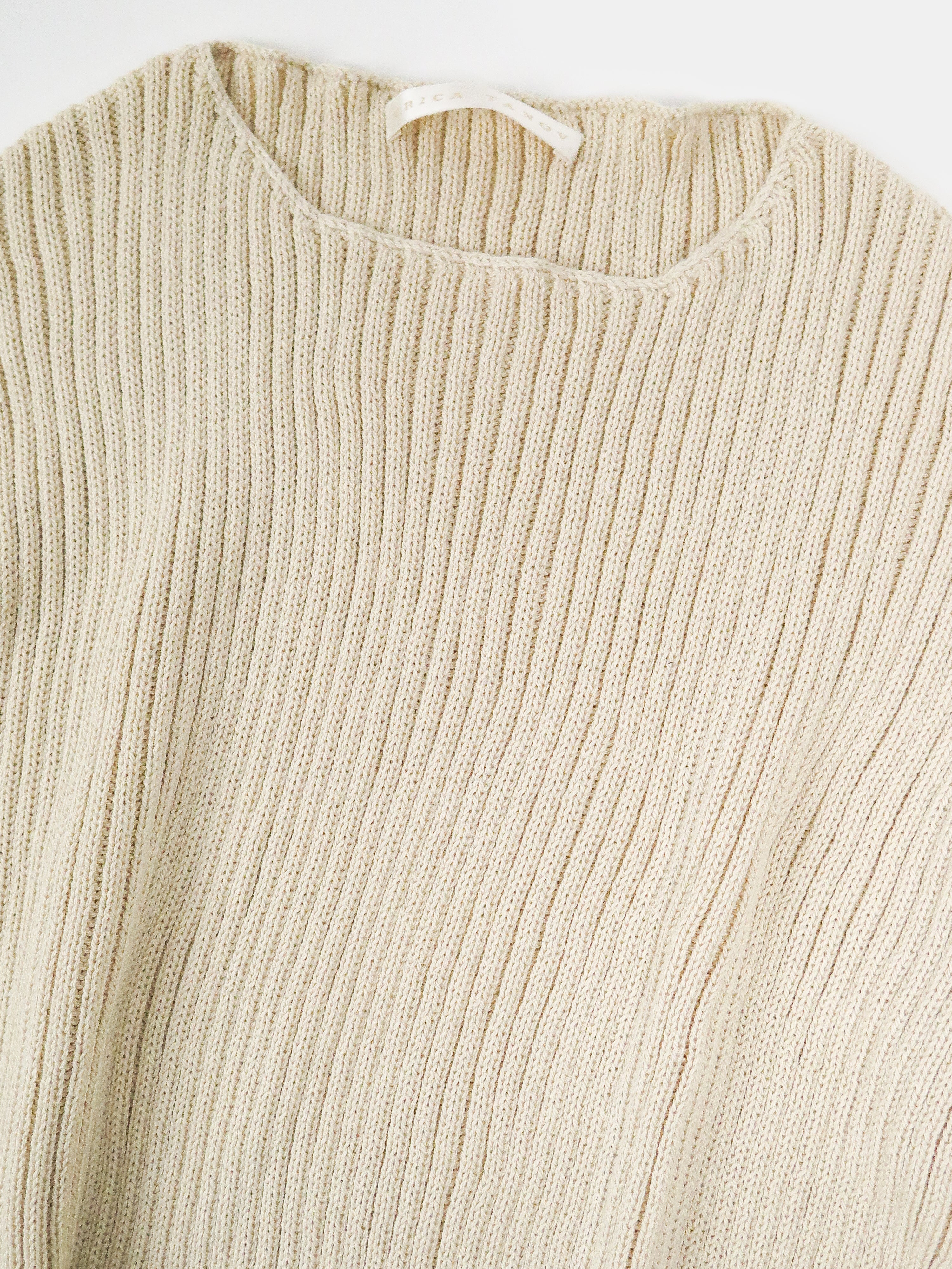 Ellie Pima Cotton Ribbed Pullover in Natural