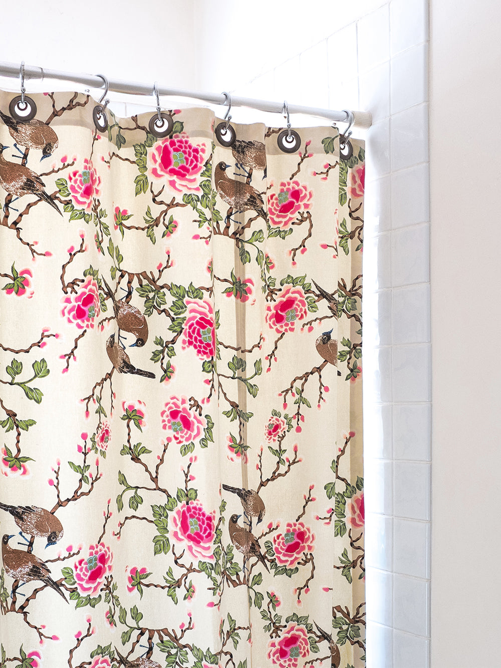 Cotton Shower Curtain in Lovebird