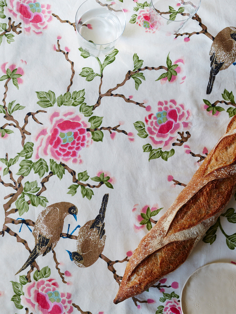 Cotton Tablecloth in Lovebird