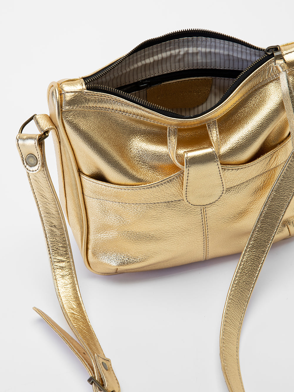 Twiggy Leather Shoulder Bag in Gold