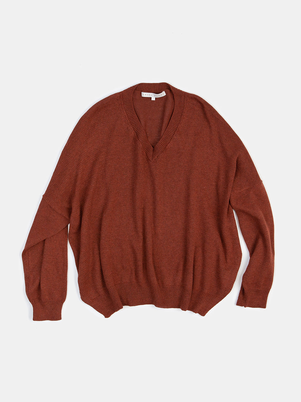 Anna Pima Cotton V Neck Pullover in Madrone