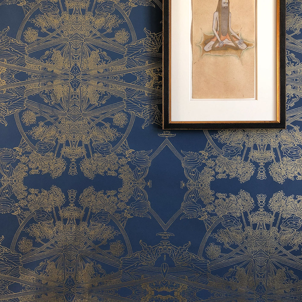 Sample - Botanicus Wallpaper in Navy/Gold