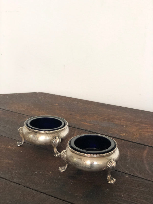 Victorian Cobalt and Silver Footed Salt Cellars