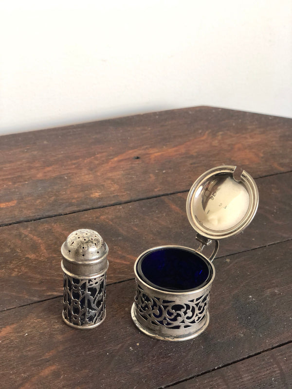 Antique Silver Condiment Set