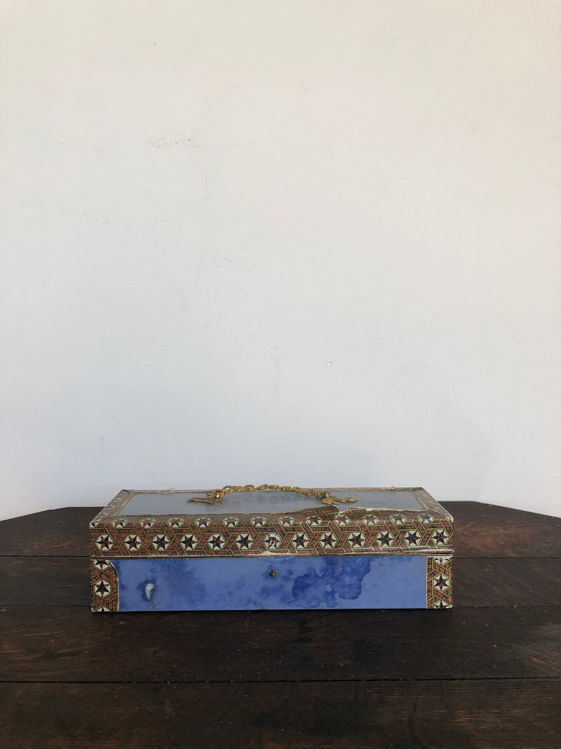 Antique French Paper and Wood Box