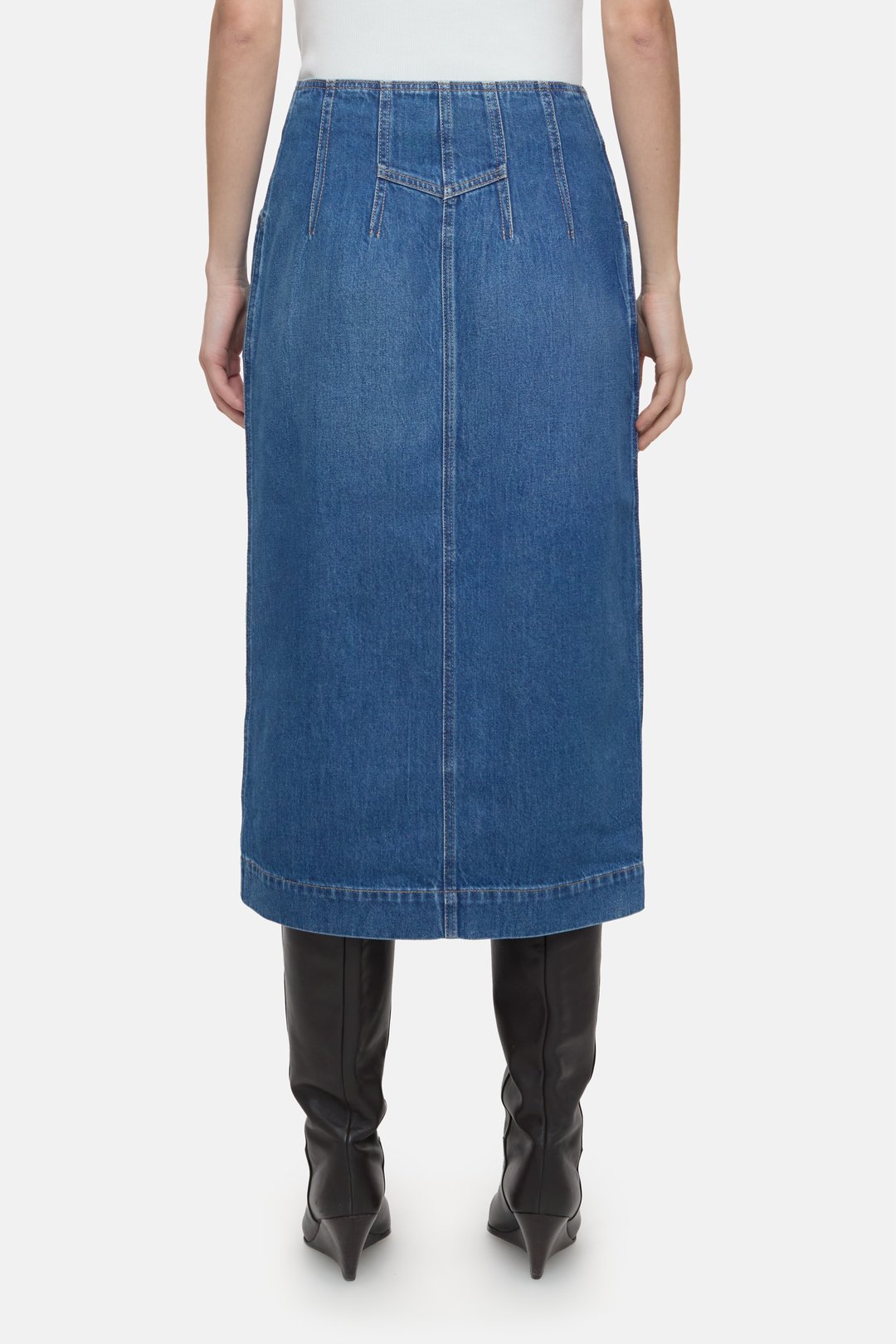 Closed Denim Skirt With Zip In Mid Blue
