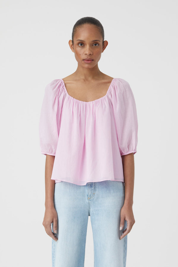 Closed Puff Sleeve Blouse in Blush