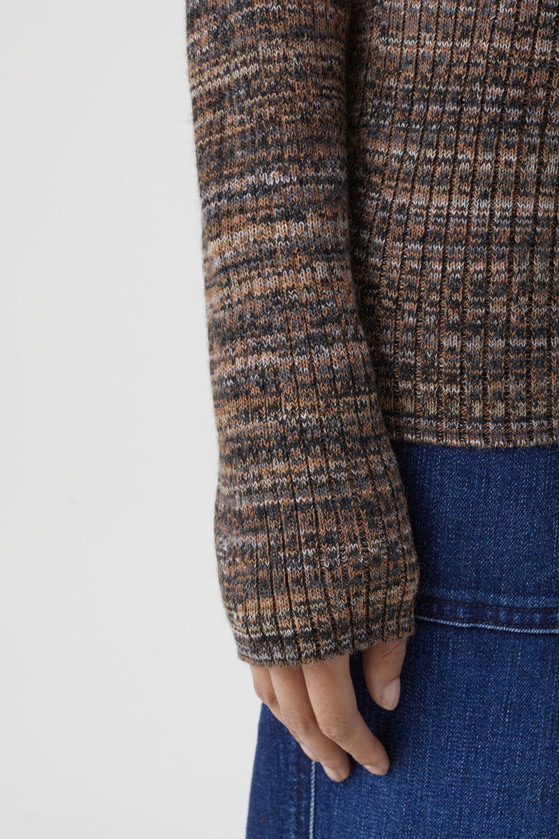Closed Rib Turtleneck Sweater In Blue Heather