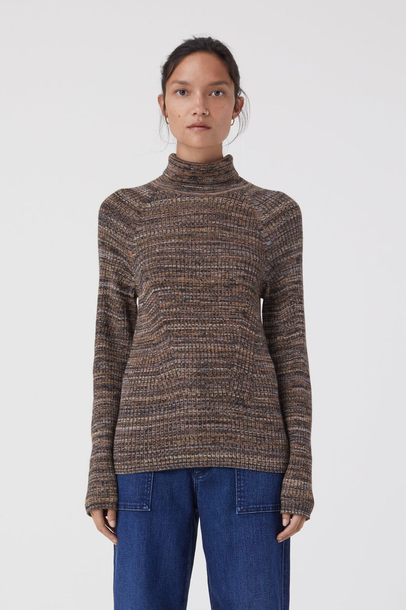 Closed Rib Turtleneck Sweater In Blue Heather