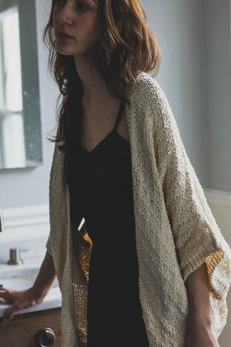 Organic Cotton Kimono Cardigan in Natural