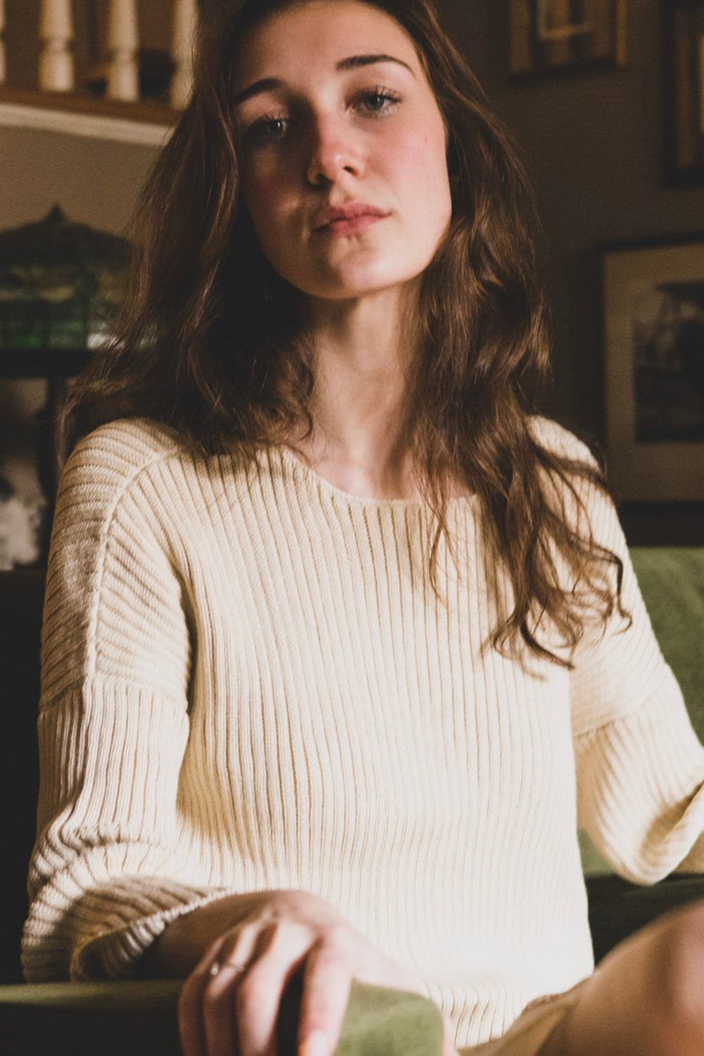 Pima Cotton Ribbed Pullover in Natural