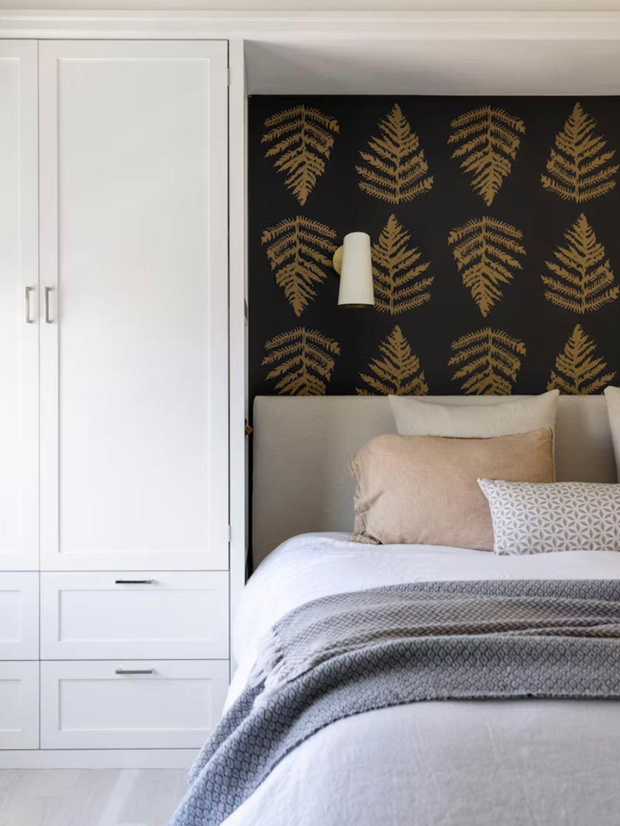 Fern Wallpaper in Charcoal/Gold