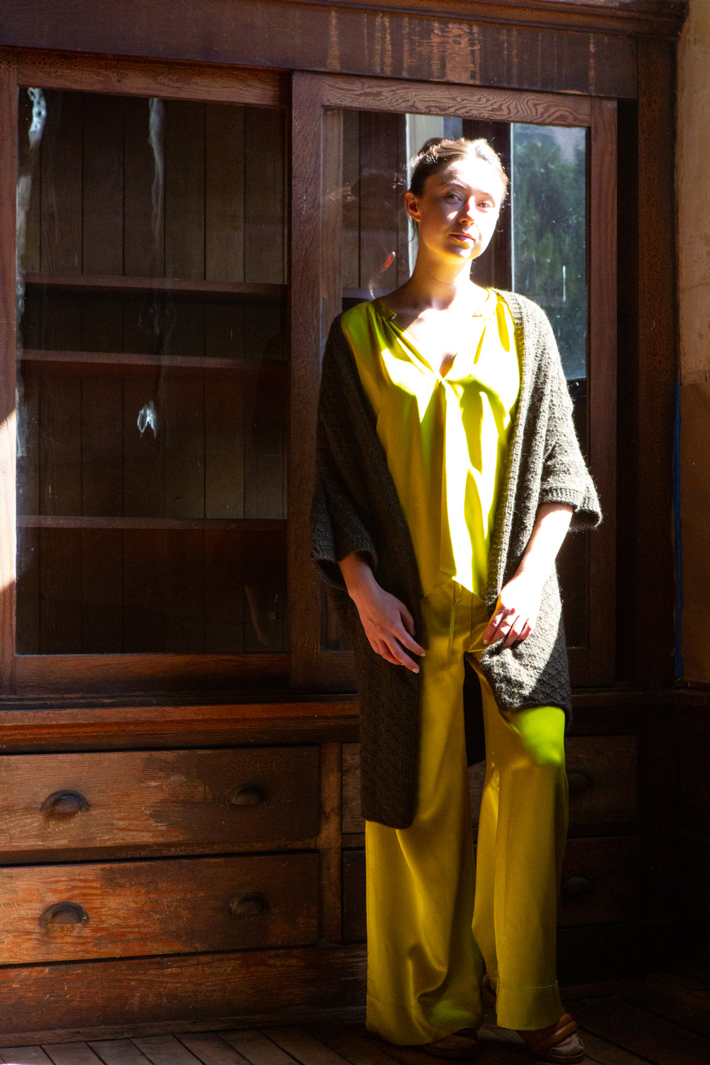 April Alpaca Kimono Cardigan In Bracken