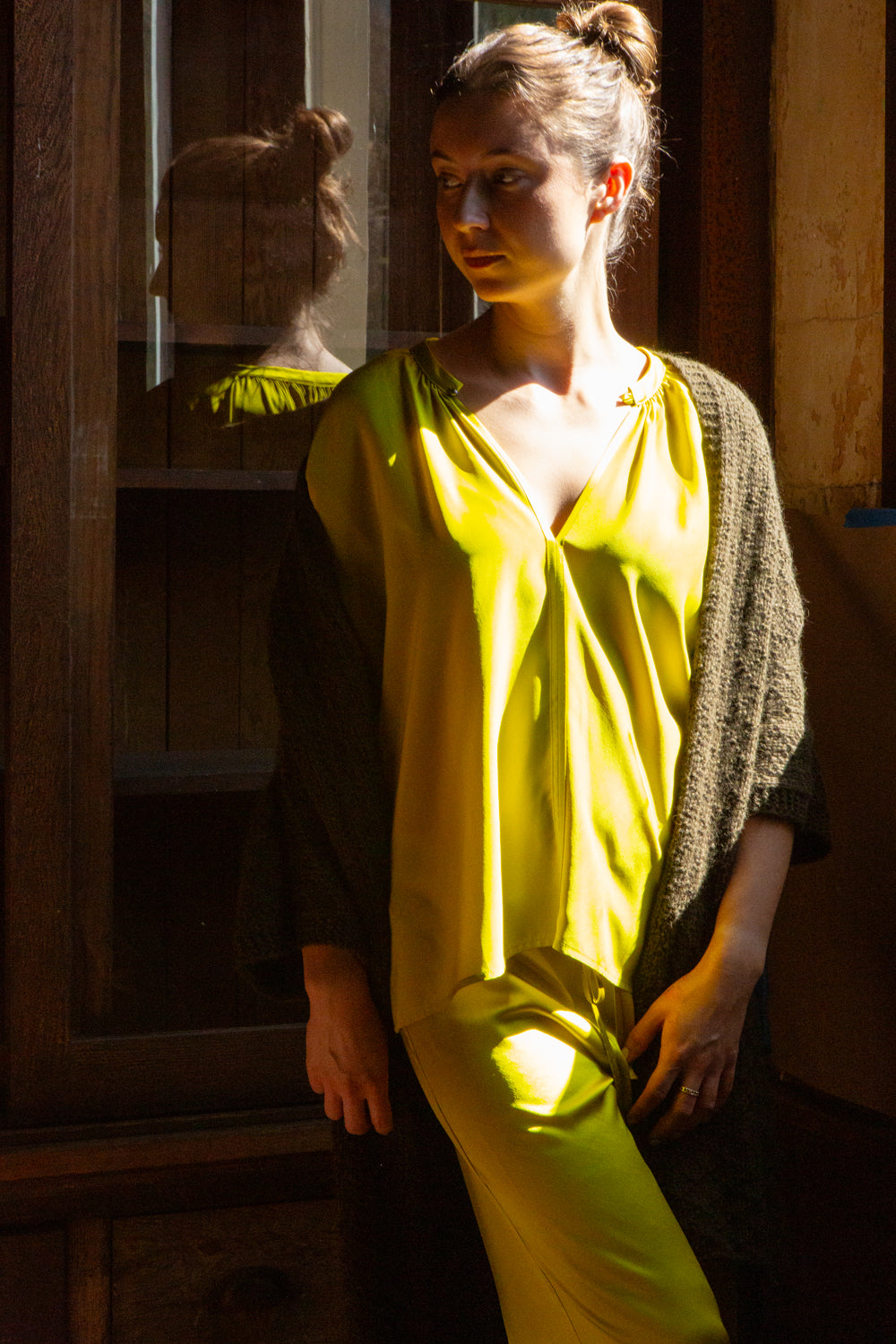 April Alpaca Kimono Cardigan In Bracken