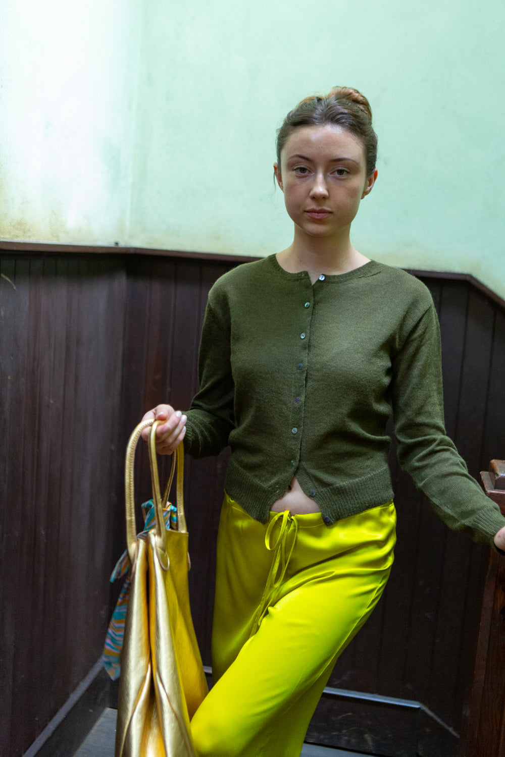 Alpaca Classic Cardigan in Dark Olive
