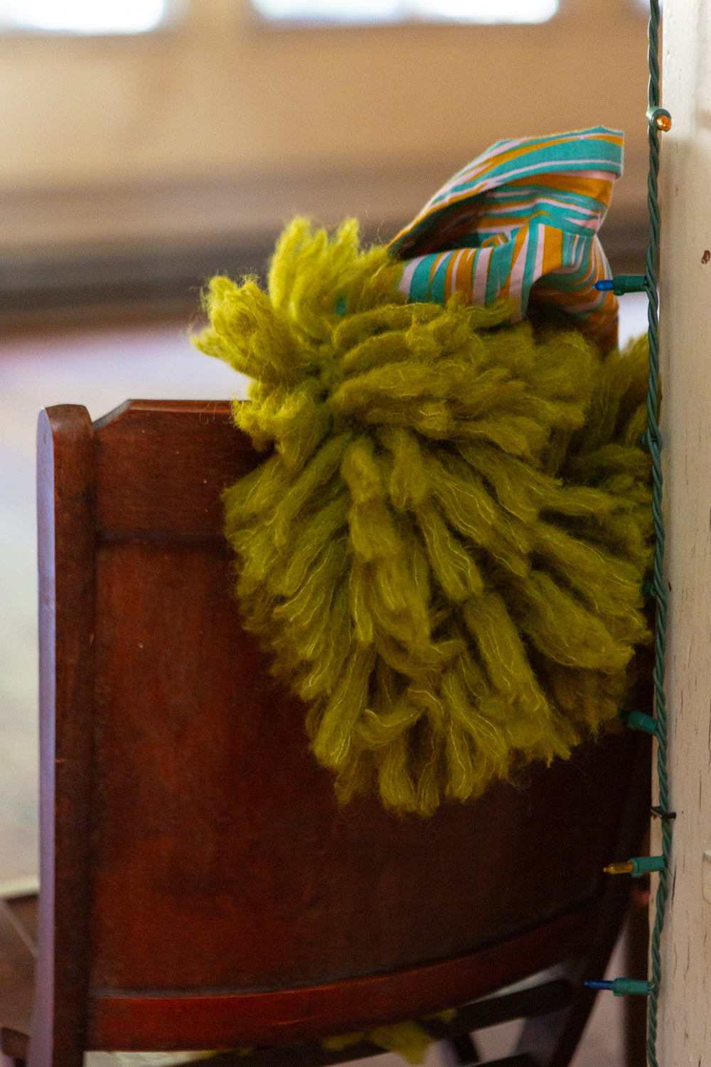 Alpaca Fringe Collar in Moss