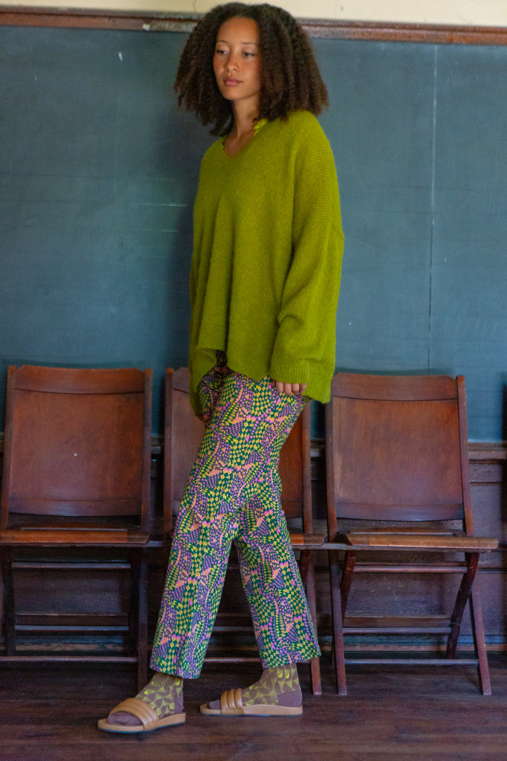 Anna Alpaca V Neck In Moss