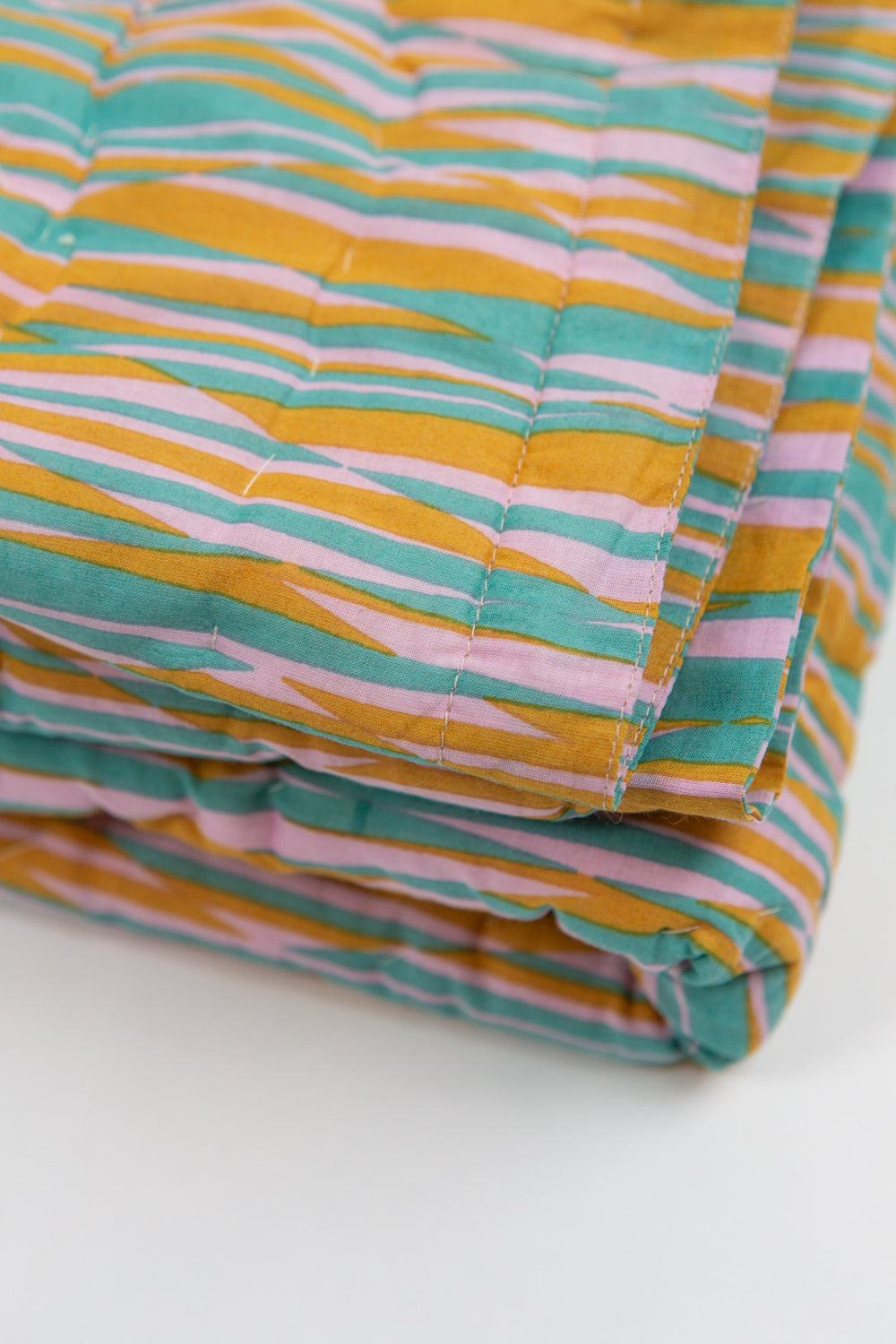 Cotton Hand-stiched Travel Quilt In Jessica Fish 'Gaze'