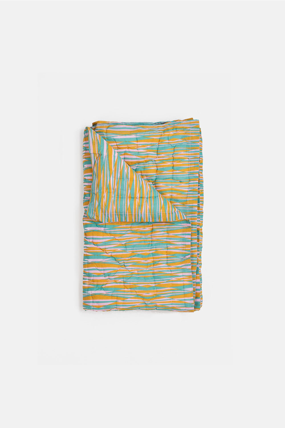 Cotton Hand-stiched Travel Quilt In Jessica Fish 'Gaze'