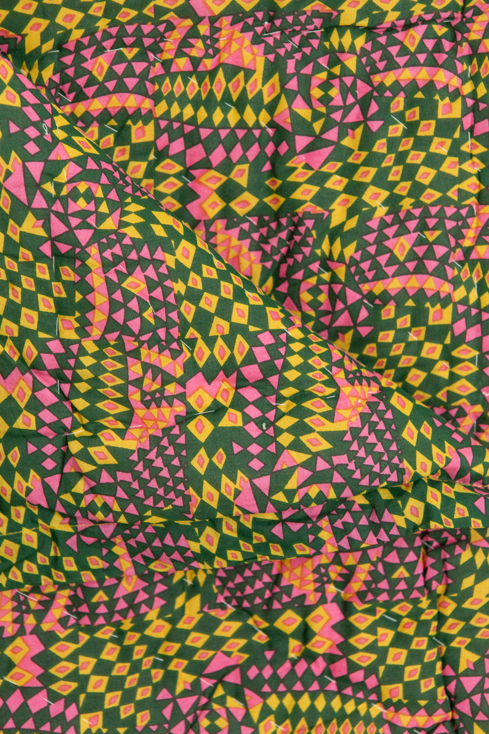 Cotton Hand-stitched Travel Quilt In Jessica Fish 'Ritual'