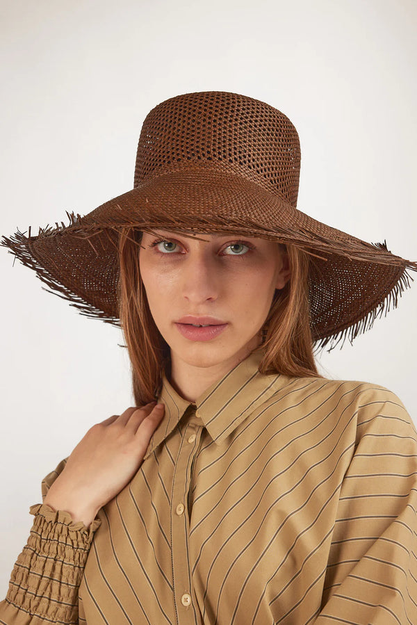 Clyde Flat Top Vented Hat In Cacao