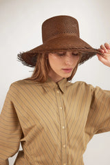 Clyde Flat Top Vented Hat In Cacao