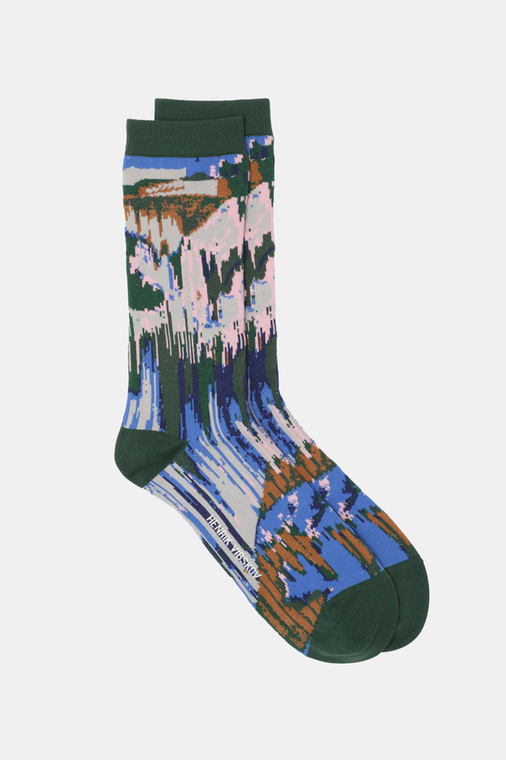 Henrik Vibskov Brush Strokes Socks in Green Multi