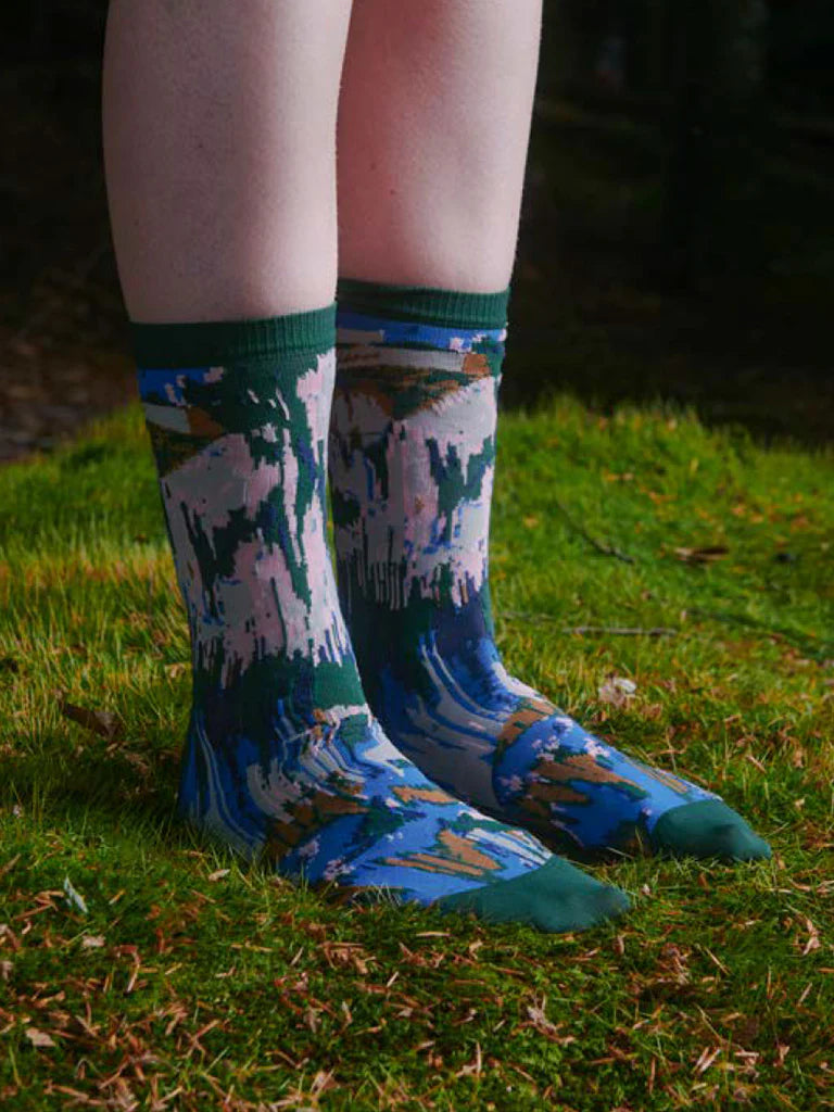 Henrik Vibskov Brush Strokes Socks in Green Multi