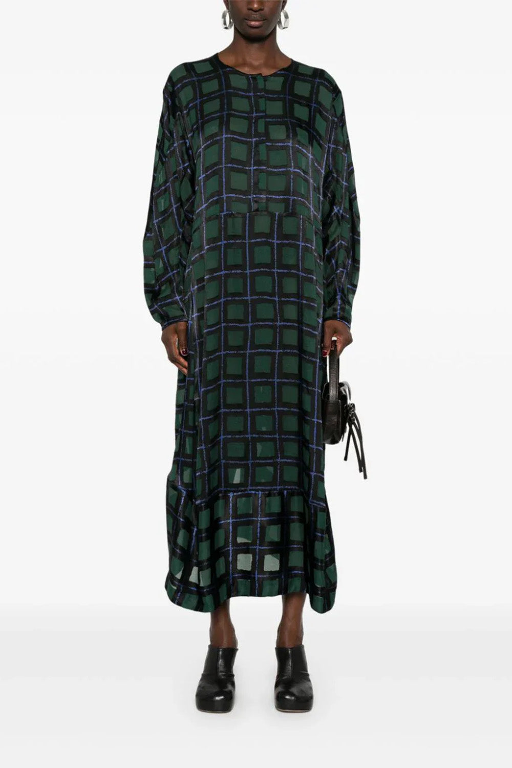 Henrik Vibskov Dimness Dress In Dark Burn Out Grid