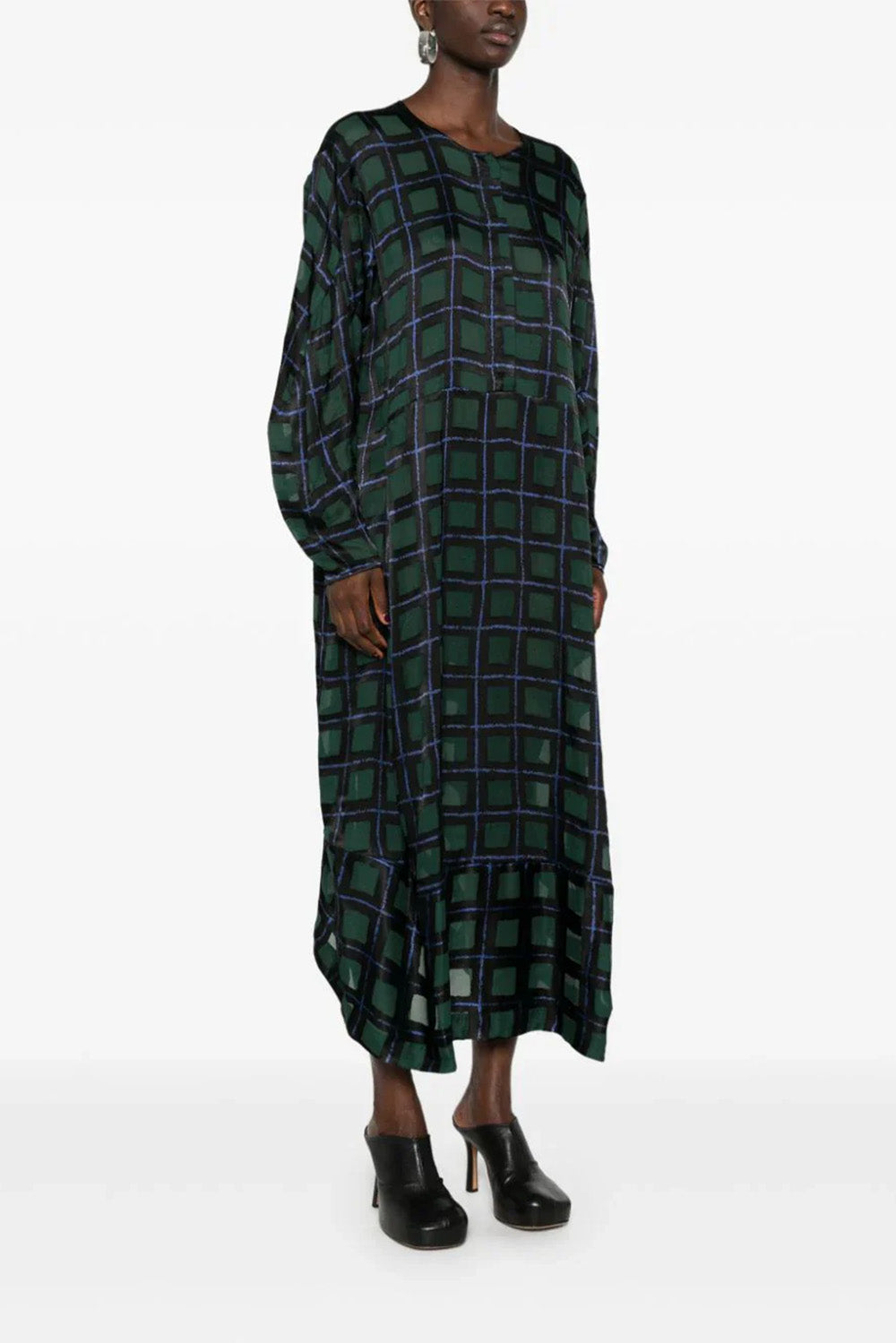Henrik Vibskov Dimness Dress In Dark Burn Out Grid